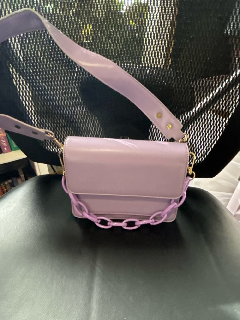 Lavender Crossbody Bag with Chain Accent